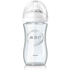 AVENT BIBERON NATURAL EN VERRE ANTI-COLIQUE 1M+ 240 ML