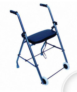 Rollator pliant 2 roues avec siège bleu