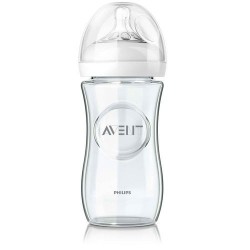 AVENT BIBERON NATURAL EN VERRE ANTI-COLIQUE 1M+ 240 ML