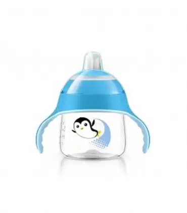 AVENT TASSE PINGOUIN AVEC ANSES BLEU ANTI-DERAPANTE 200 ML 6 MOIS+