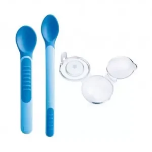 MAM 2 CUILLÈRES THERMO SENSIBLES + ÉTUI COULEUR BLEU 6+ MOIS