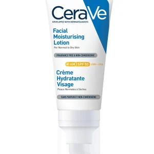 CERAVE CRÈME HYDRATANTE VISAGE SPF50 52ML PEAUX NORMALES À SÈCHES