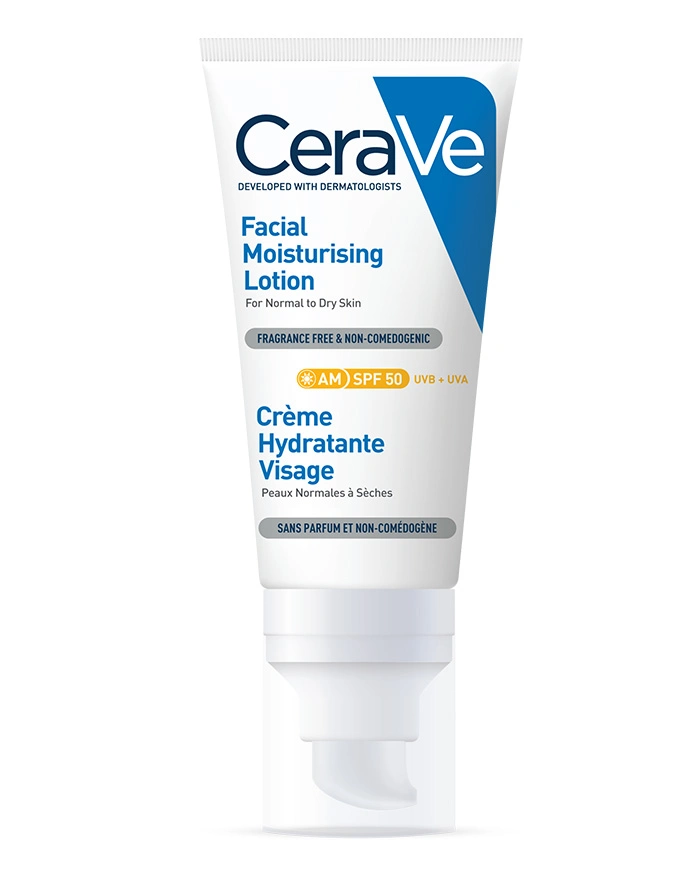 CERAVE CRÈME HYDRATANTE VISAGE SPF50 52ML PEAUX NORMALES À SÈCHES