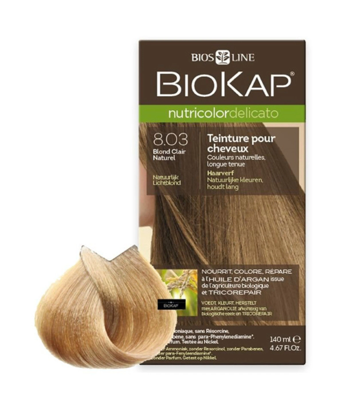 Biokap Nutricolor Delicato Teinture pour Cheveux Blond Clair Naturel 8.03