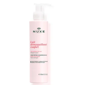 Nuxe Lait Demaquillant aux Petales de Rose 200 ml Visage, Yeux et Lèvres, Peaux Sensibles, Normales à Sèches