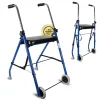 Rollator pliant 2 roues avec siège bleu