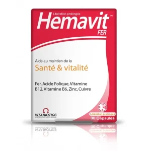 Vitabiotics Hemavit Fer Santé et Vitalité 30 Capsules